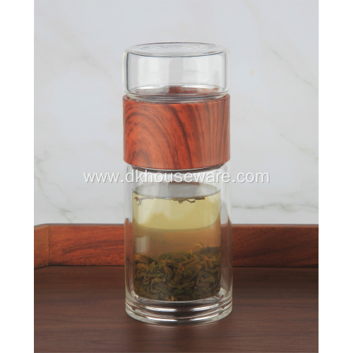 Borosilicate Double Glass Wall Water Bottle with Strainer